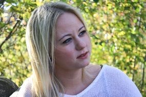 portrait of a pensive girl with white hair