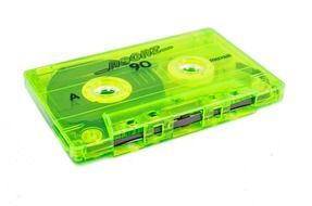 neon retro audio cassette