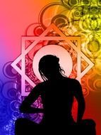 meditating woman on a colorful background