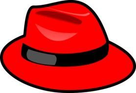 drawing of a red hat on a white background