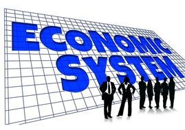 silhouettes on economic system grid