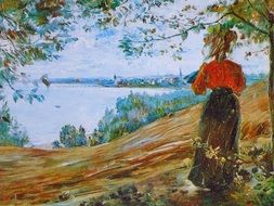 oil painting woman drawing