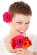 adult beautiful girl portrait with flowers