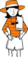 drawing girls tourist in shorts and sweater