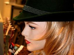 mannequin head in black hat