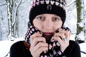 Woman in the park in winter