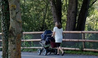 woman with baby carriage