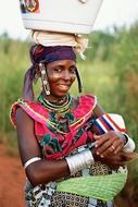 woman with child in traditional national dress