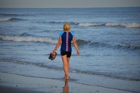 woman walking on the beach