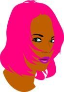 woman with pink hair head vector drawing