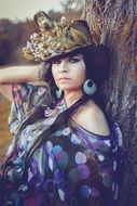 photo of the girl in flowered hat