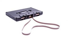 isolated black audio cassette