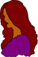 profile of woman with long maroon hair, illustration