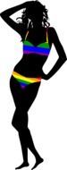 black silhouette of a sexy girl in a bright bikini
