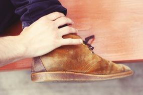 Casual brown leather shoes