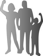 gray silhouettes of parents with a child