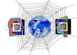 earth globe cobweb multimedia illustration