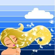 cartoon blonde with dandelion