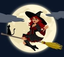 witch sitting on a broomstick