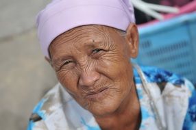 portrait of grandmother in wrinkles
