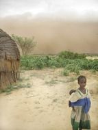 African woman and child landscape