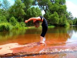 yoga backbend in nature
