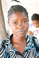 Portrait of textile worker woman in Haiti