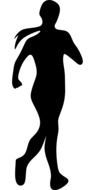 silhouette of running girl on white background