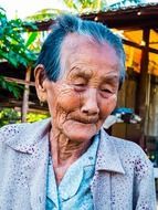 portrait of an elderly woman in Thailand