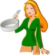 blonde with a pan as a graphic image