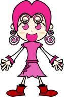 happy pink girl cartoon drawing