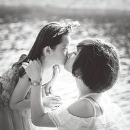 mother child daughter love kiss