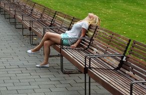 girl relax in bench