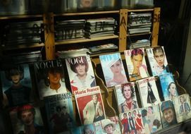 magazines on store shelves in Paris