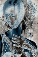 blue female display dummy, digital art