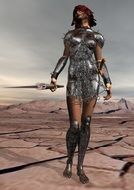 woman fighter futuristic computer drawing
