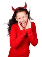 girl in a red devil costume