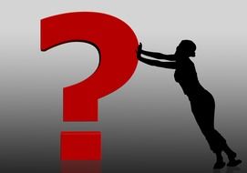 silhouette of a girl with a red question mark