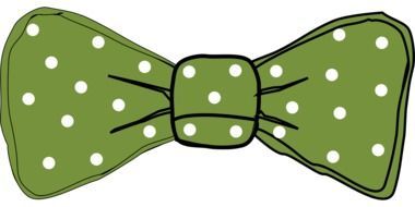 graphic image of a green bow with white polka dots