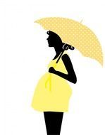 drawing of pregnant woman with umbrella