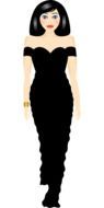 drawing of a girl in a long black dress
