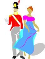 drawing of a couple in vintage costumes