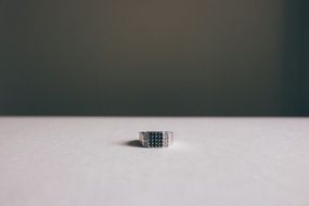 Man ring with black stones