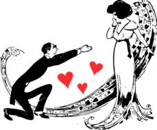 confession in love, valentine’s day illustration, art nouveau