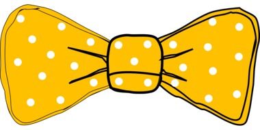graphic image of a yellow butterfly in bright polka dot