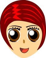 drawing of a female head with red hair