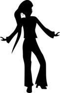 cartoon girl dancing disco, silhouette