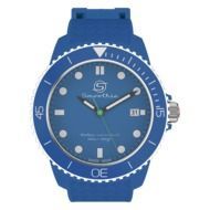 blue swiss wrist watch with time indicating