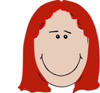 drawing of a female head with red hair on a white background