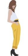 drawing of a posing girl in yellow pants